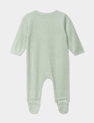 Dors-bien effet velours manches longues vert pastel bébé garçon