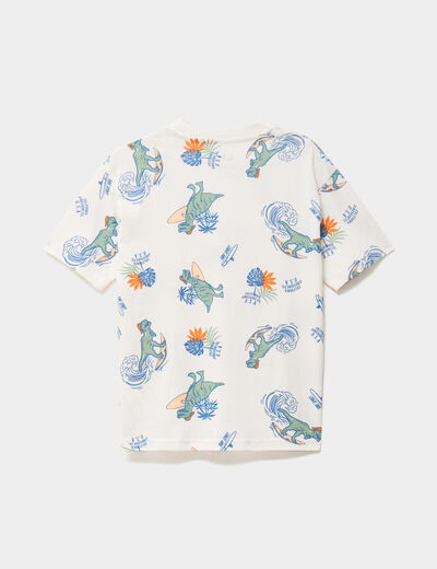 Lot 2 t-shirts manches courtes coton ecru gar&ccedil;on