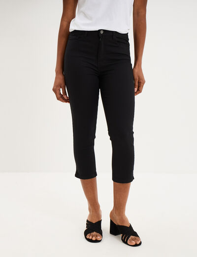 Pantacourt slim twill 5 poches noir femme