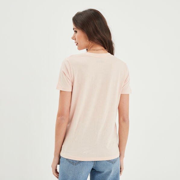 T-shirt oversize col rond coton Creeks orange corail femme