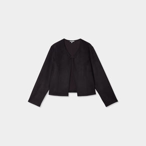 Veste en suédine manches longues noir femme grande taille