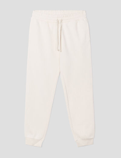 Pantalon jogging droit molleton ecru homme
