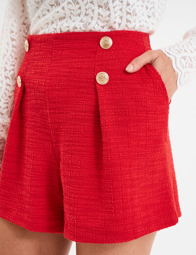 Short droit &agrave; pont rouge femme