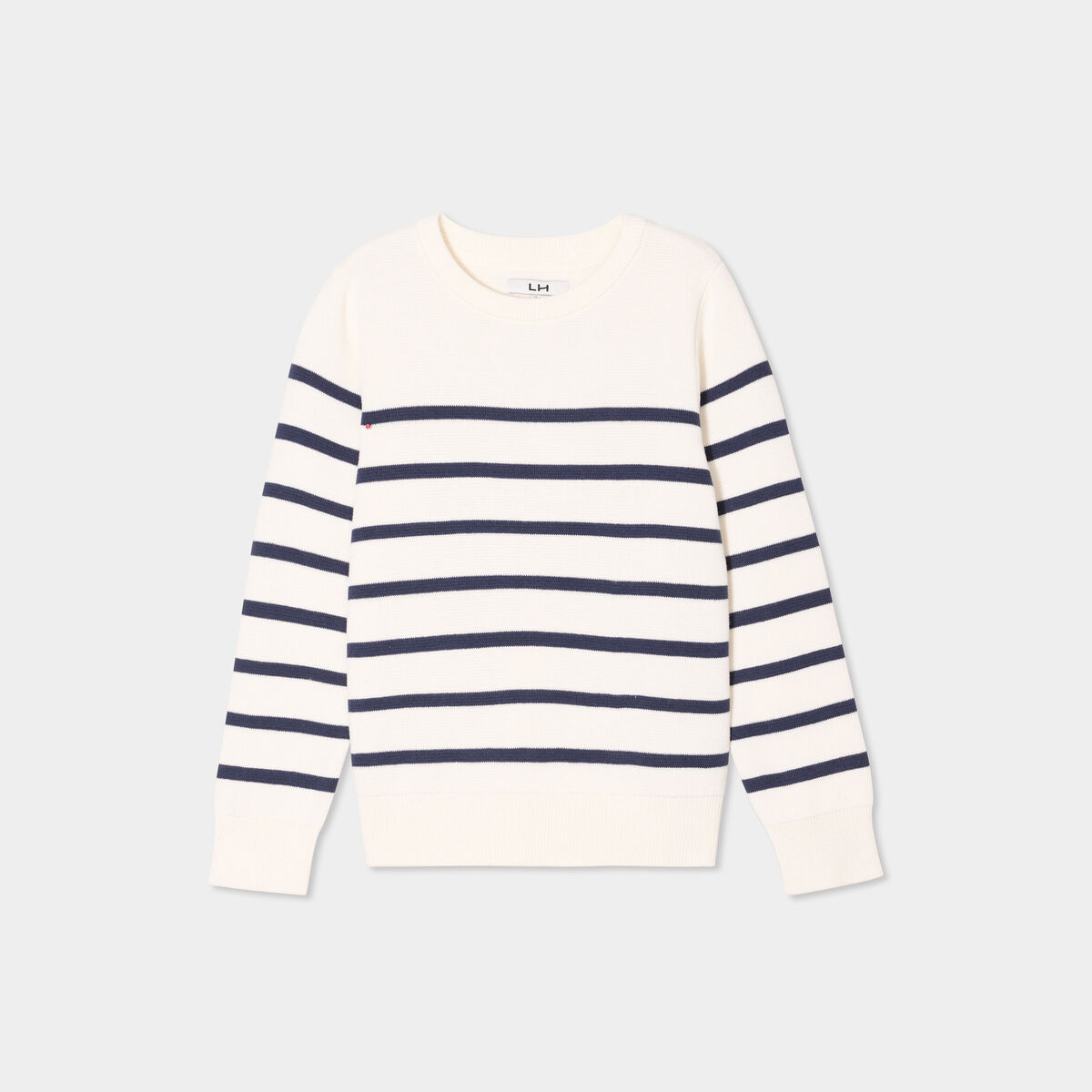 Pull col rond manches longues coton ecru garçon