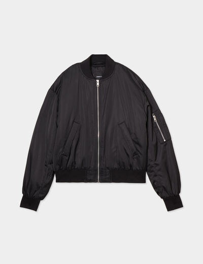 Veste bomber imperméable zippée noir femme