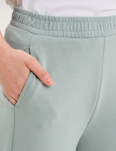 Pantalon de jogging large molletonn&eacute; bleu gris femme