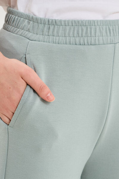 Pantalon de jogging large molletonn&eacute; bleu gris femme