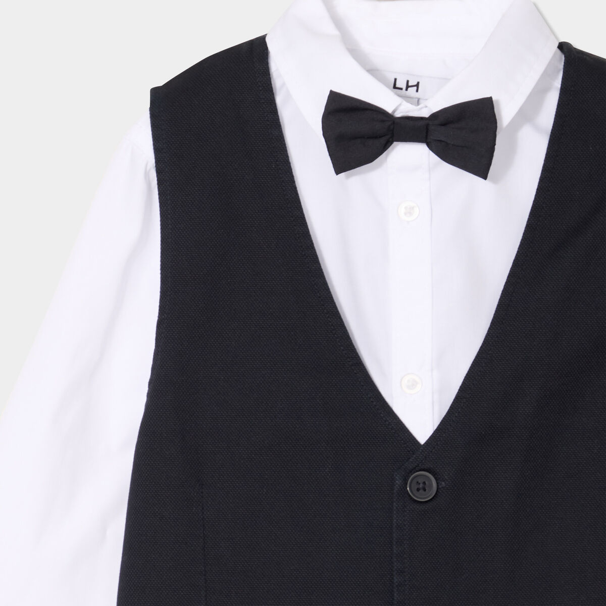 Ensemble 3 pi&egrave;ces chemise veste noeud noir gar&ccedil;on
