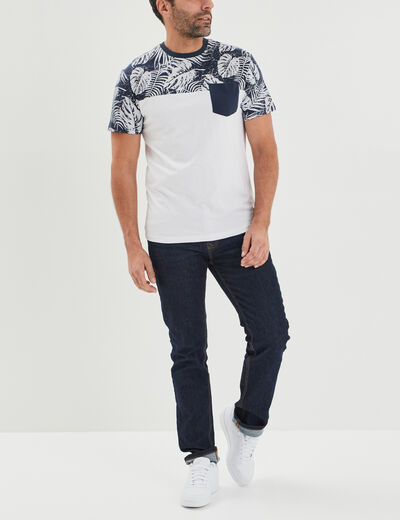 T-shirt manches courtes poche poitrine blanc homme