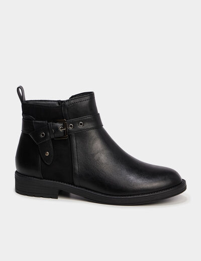 Bottines avec boucles et talons 2 cm noir femme