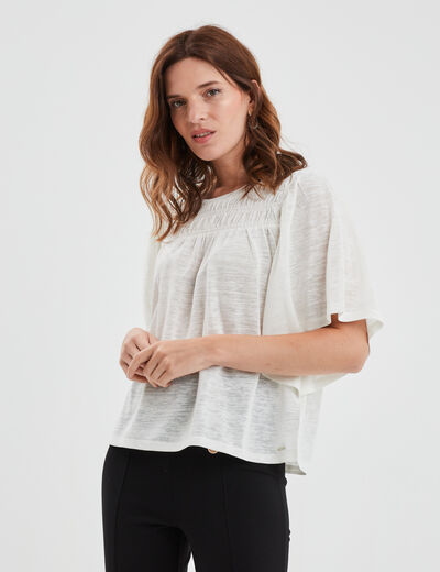 T-shirt manches courtes volantées Creeks blanc femme