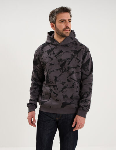 Sweat hoodie &agrave; capuche molleton gris homme