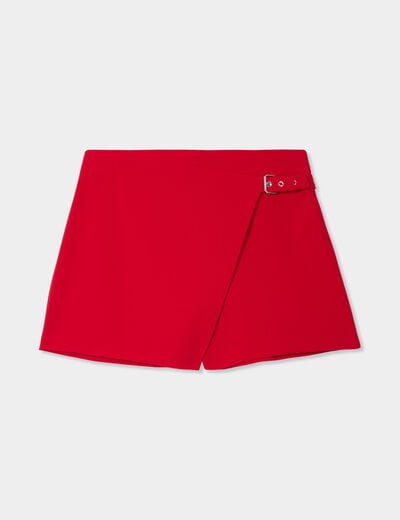 Jupe-short portefeuille rouge femme