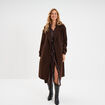 Robe chemise longue ceintur&eacute;e marron fonc&eacute; femme