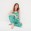 Pantalon de pyjama fluide taille haute vert femme