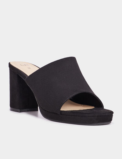 Mules à talons noir femme