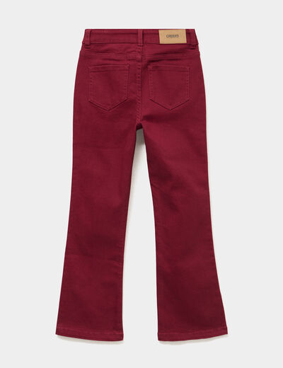 Pantalon bootcut twill 4 poches bordeaux fille