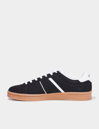 Tennis basses à lacets effet daim noir homme