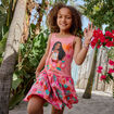 Robe ouverture dos évasée Vaiana orange corail fille