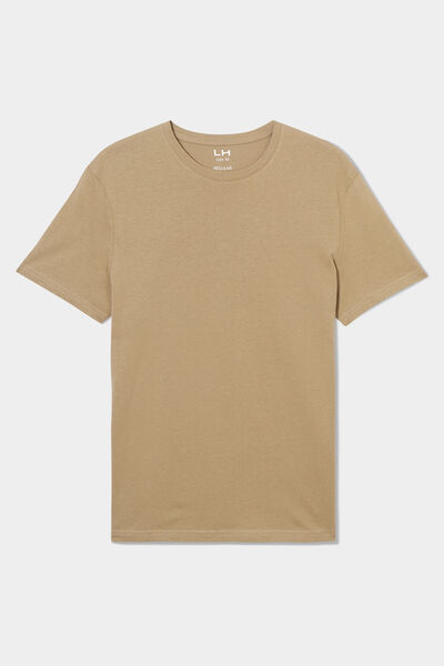 T-shirt droit en coton manches courtes vert kaki homme