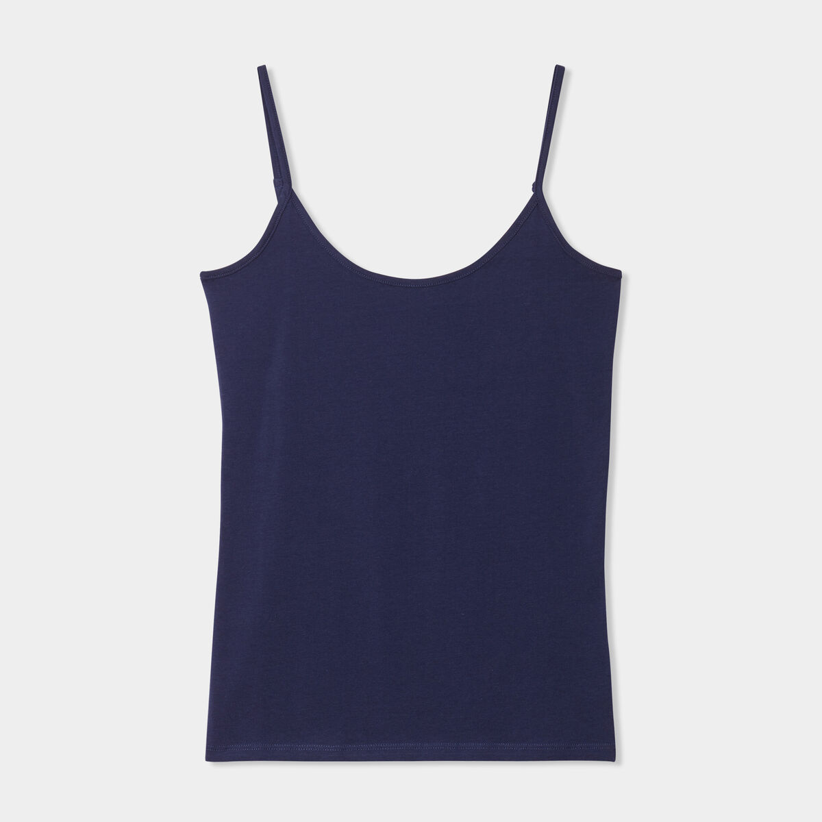 Débardeur bretelles réglables en coton bleu marine femme