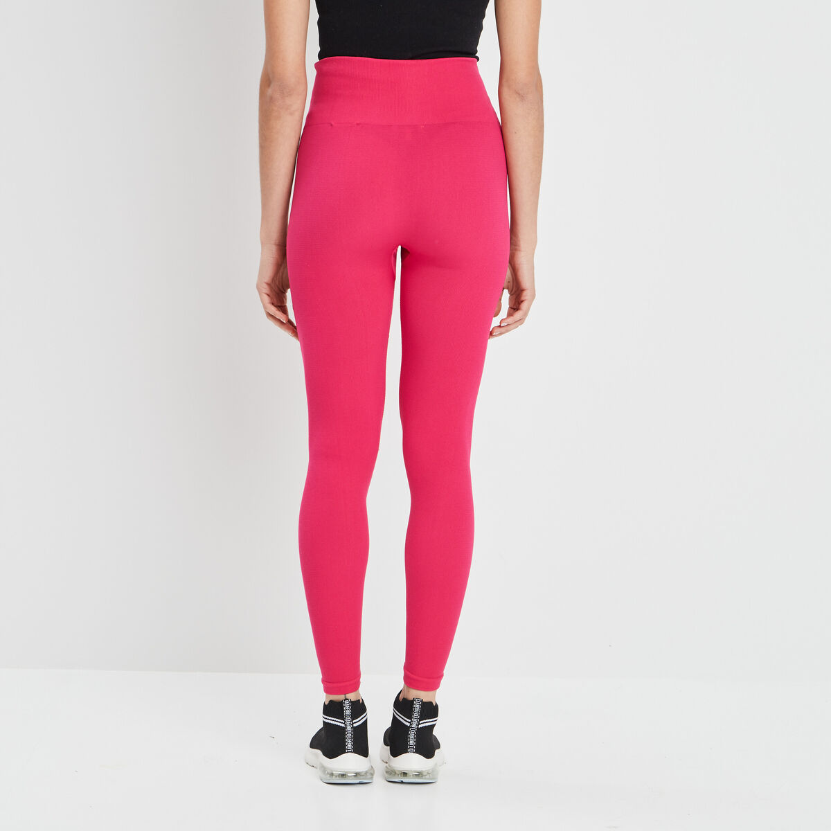 Legging taille haute côtelé rose cerise femme