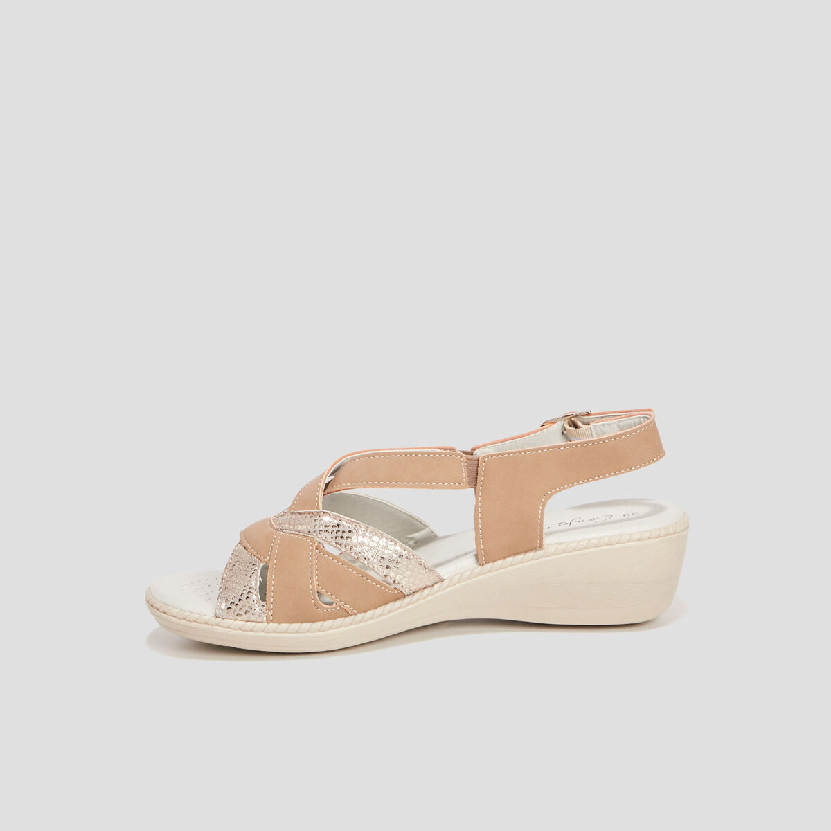 Sandales &agrave; talons compens&eacute;s taupe femme