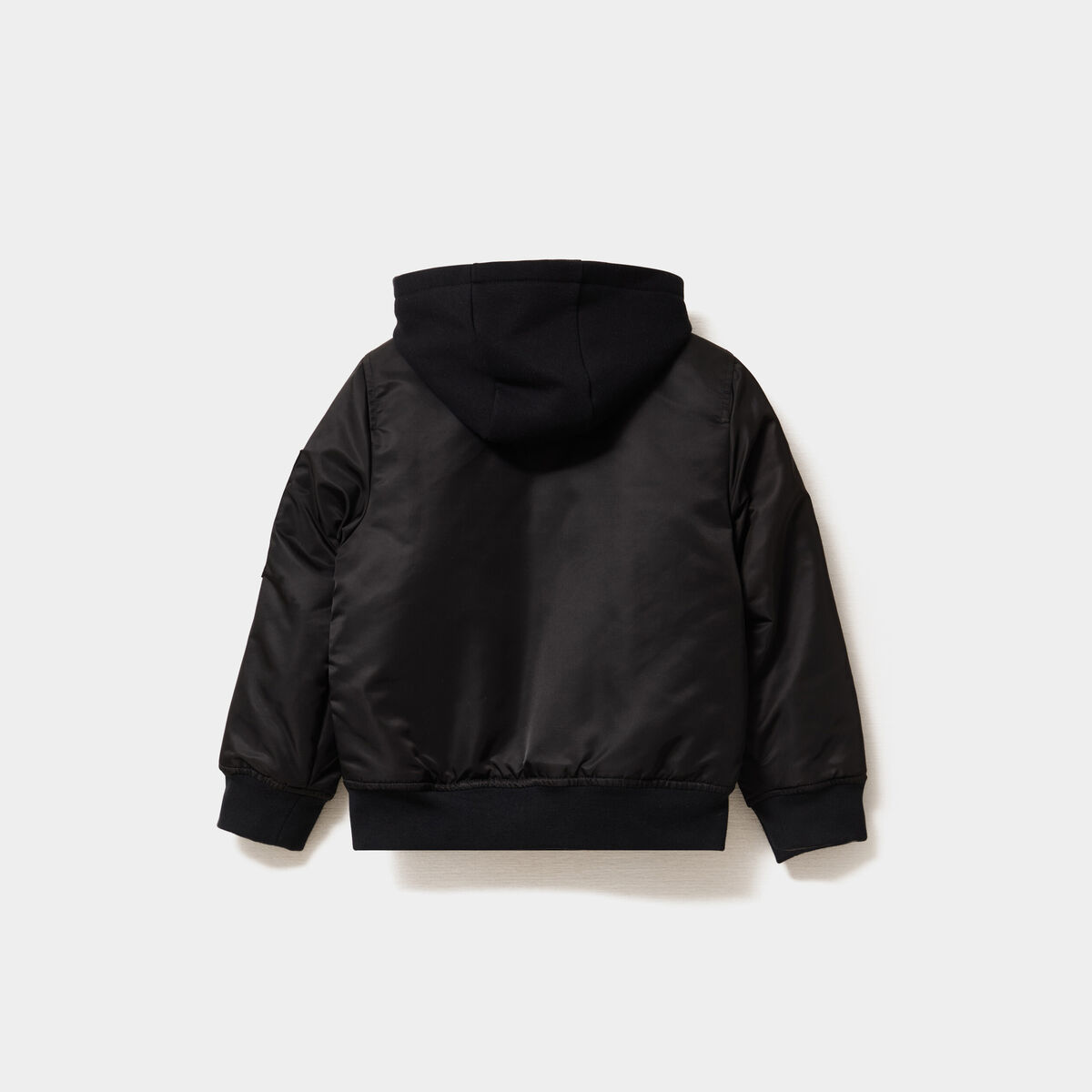 Blouson bomber &agrave; capuche noir gar&ccedil;on
