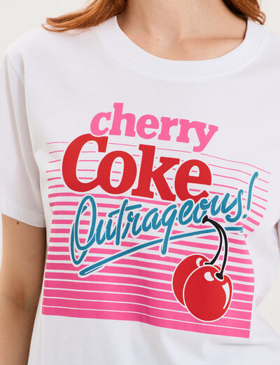 T-shirt manches courtes coton Coca Cola blanc femme
