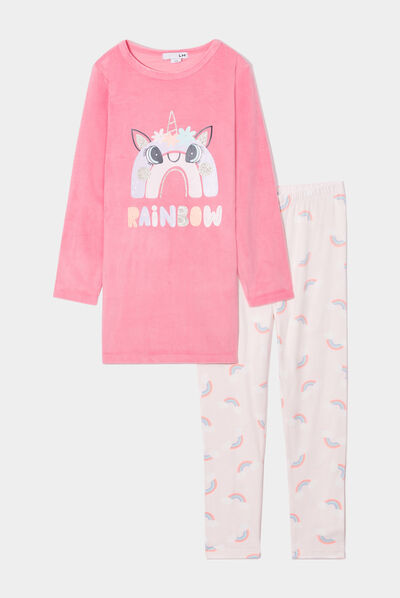 Ensemble pyjama 2 pièces velours rose fille