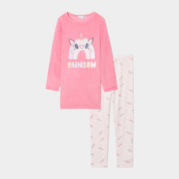 ensemble pyjama 2 pieces velours rose fille Ensemble pyjama 2 pièces velours rose fille