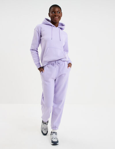 Pantalon jogging droit molleton parme femme