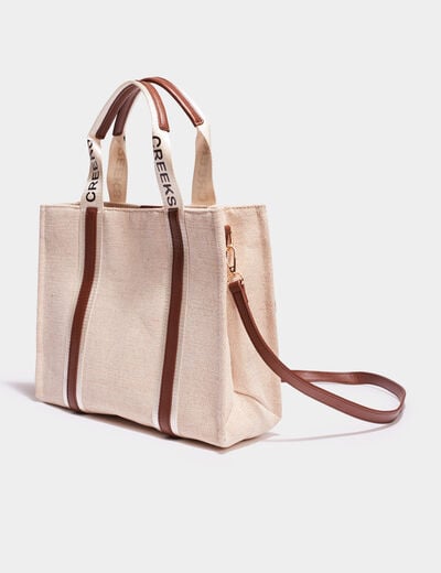 Sac &agrave; main avec bandouli&egrave;re sable femme