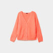 Gilet col en V manches longues rose fluo femme
