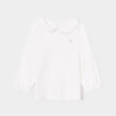 T-shirt col claudine manches longues blanc bébé fille