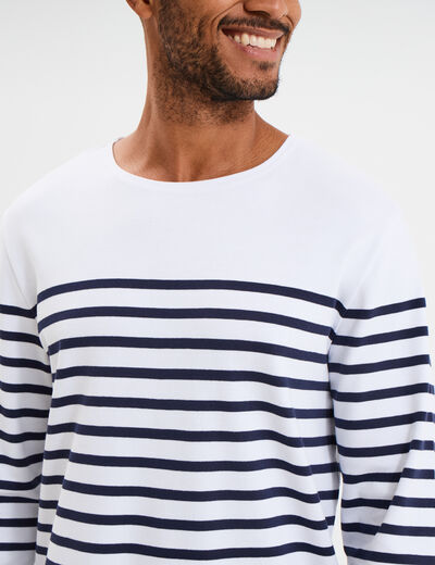 T-shirt manches longues coton blanc homme