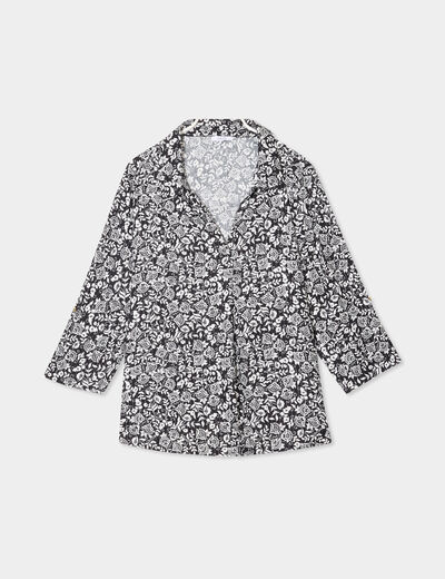 Blouse fluide manches 3/4 noir femme grande taille