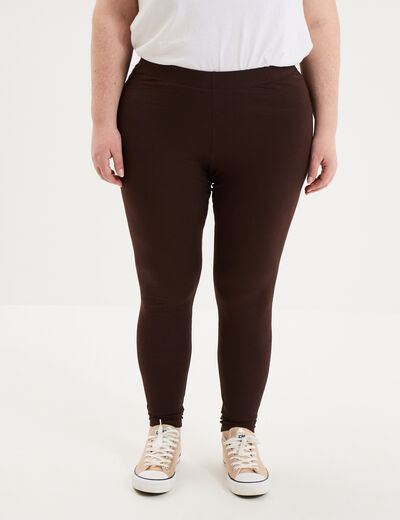 Legging avec taille &eacute;lastiqu&eacute;e marron fonc&eacute; femme grande taille