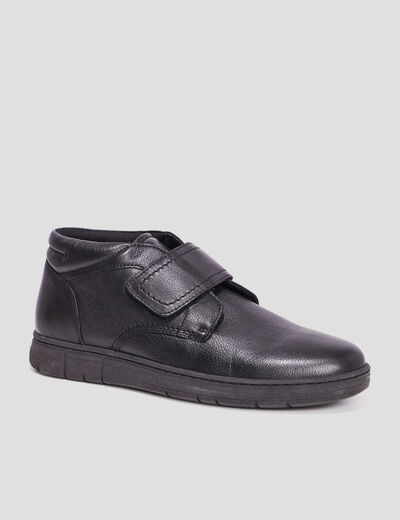 Boots à scratch en cuir noir homme