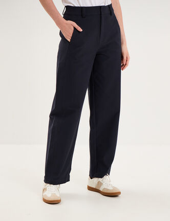 Pantalon ballon taille haute bleu fonc&eacute; femme