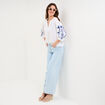 Blouse oversize manches brod&eacute;es coton blanc femme