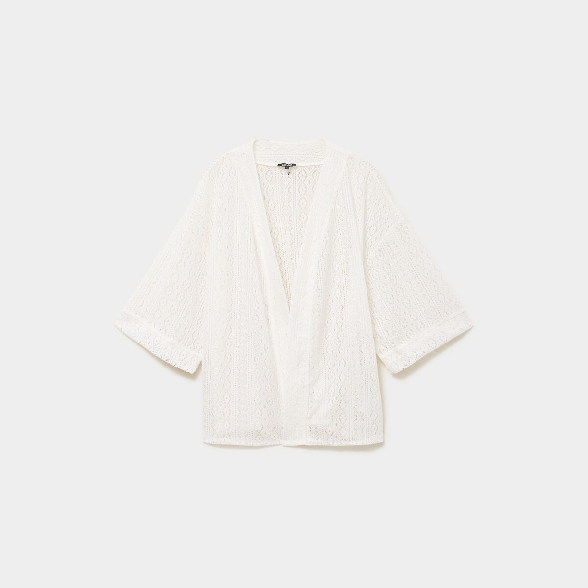 Gilet oversize effet dentelle blanc femme grande taille