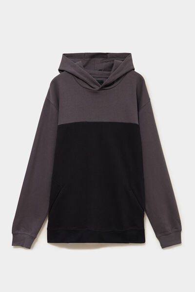 Sweat hoodie &agrave; capuche col ras-du-cou noir homme