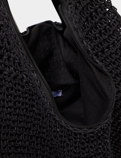 Sac cabas tress&eacute; port&eacute;-&eacute;paule noir femme