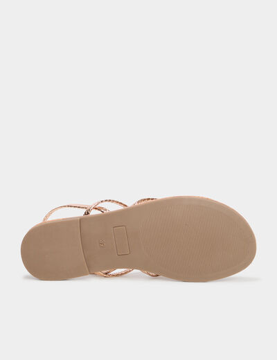 Sandales plates rose champagne femme