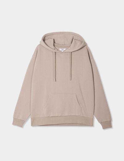 Sweat hoodie molleton à capuche beige femme