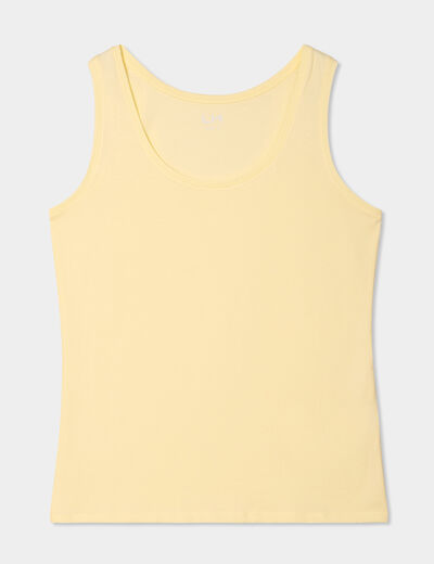 Débardeur bretelles larges coton jaune clair femme