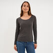T-shirt &agrave; manches longues gris fonc&eacute; femme