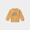 Sweat molletonn&eacute; &eacute;paule boutonn&eacute;e jaune moutarde b&eacute;b&eacute; gar&ccedil;on