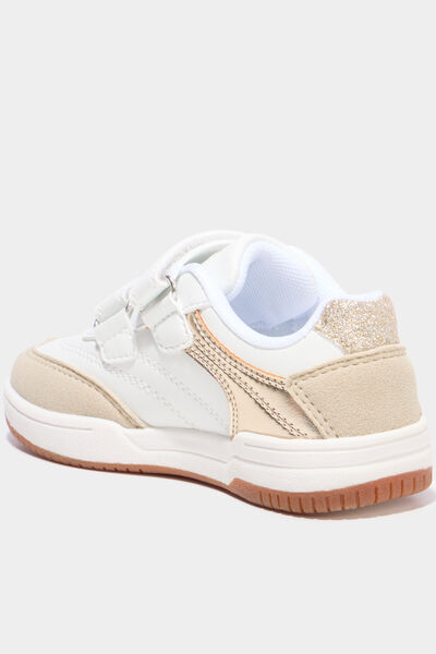 Baskets basses avec scratchs blanc fille